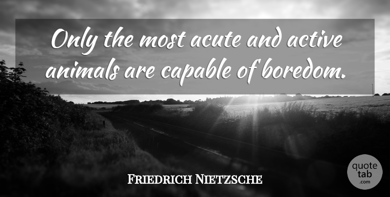 Friedrich Nietzsche Quote About Animal, Boredom, Active: Only The Most Acute And...