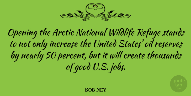 Bob Ney Quote About Jobs, Oil, Wildlife: Opening The Arctic National Wildlife...