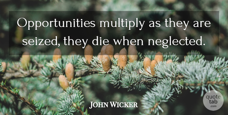 John Wicker Quote About Die, Multiply, Opportunity: Opportunities Multiply As They Are...