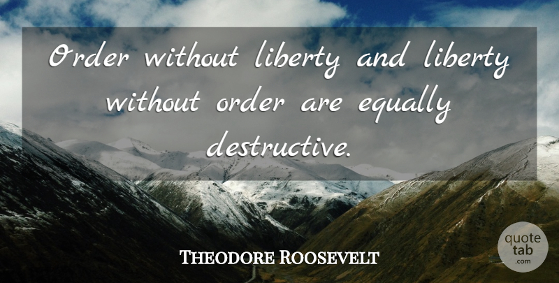 Theodore Roosevelt Quote About Freedom, Order, Liberty: Order Without Liberty And Liberty...
