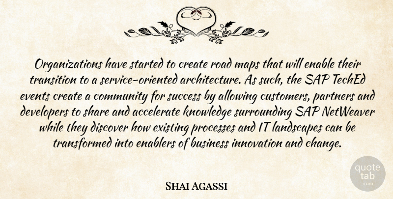 Shai Agassi Quote About Accelerate, Allowing, Architecture, Business, Community: Organizations Have Started To Create...