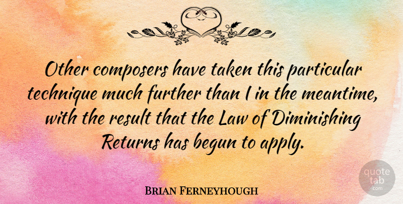 Brian Ferneyhough Quote About Begun, Composers, Further, Particular, Returns: Other Composers Have Taken This...