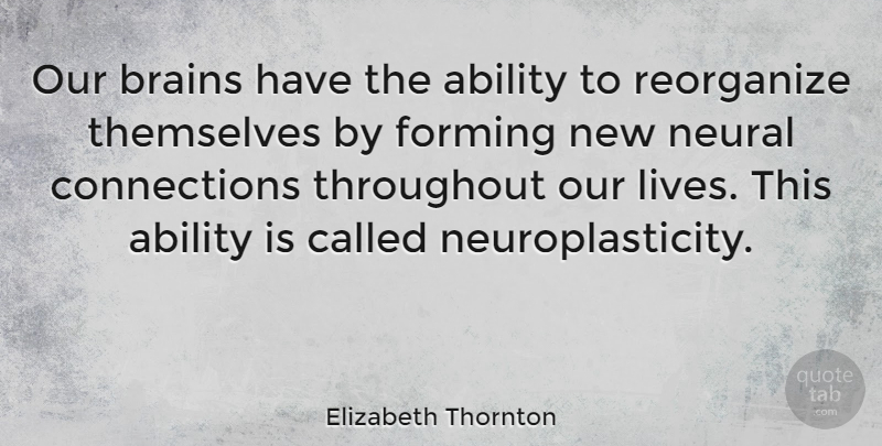 Elizabeth Thornton Quote About Forming, Neural, Throughout: Our Brains Have The Ability...