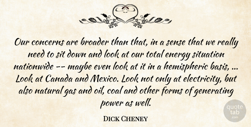 Dick Cheney Quote About Broader, Canada, Coal, Concerns, Energy: Our Concerns Are Broader Than...