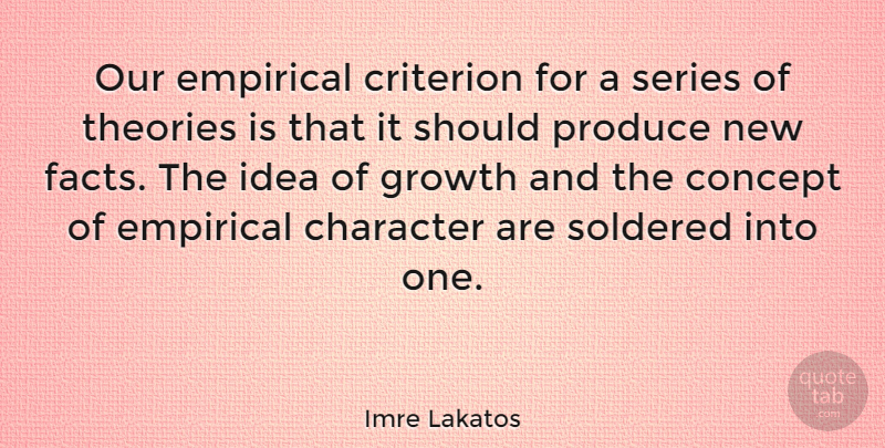 Imre Lakatos Quote About Character, Concept, Criterion, Empirical, Growth: Our Empirical Criterion For A...