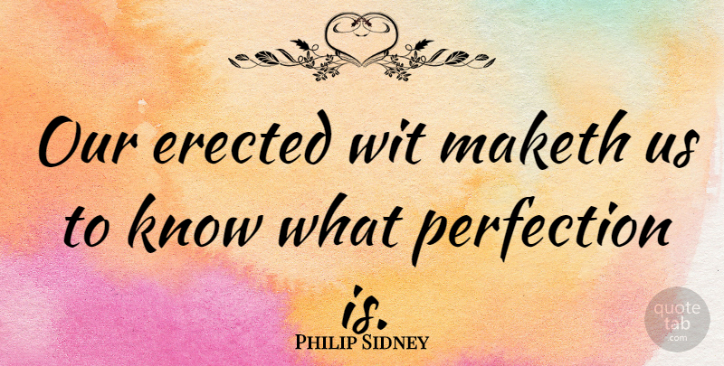 Philip Sidney Quote About Perfection, Wit, Knows: Our Erected Wit Maketh Us...