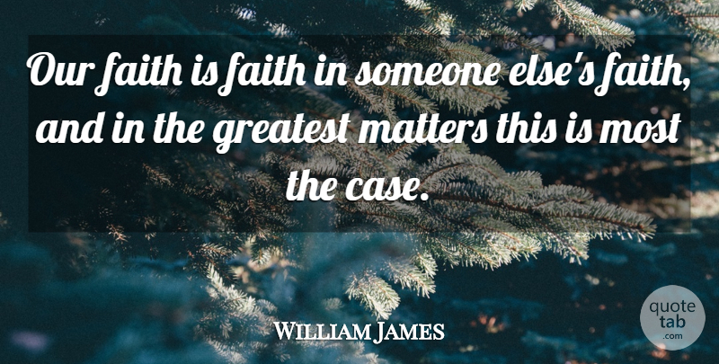 William James Quote About Philosophical, Matter, Cases: Our Faith Is Faith In...