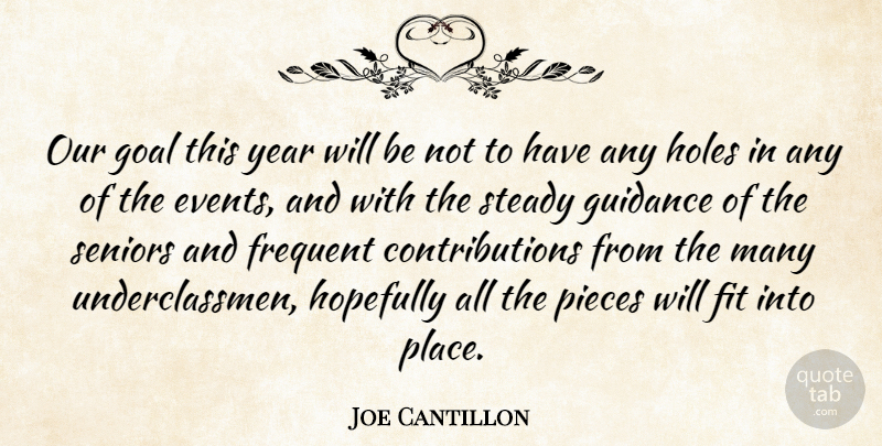 Joe Cantillon Quote About Fit, Frequent, Goal, Guidance, Holes: Our Goal This Year Will...