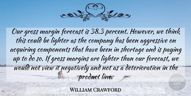 William Crawford Quote About Acquiring, Aggressive, Company, Components, Forecast: Our Gross Margin Forecast Is...