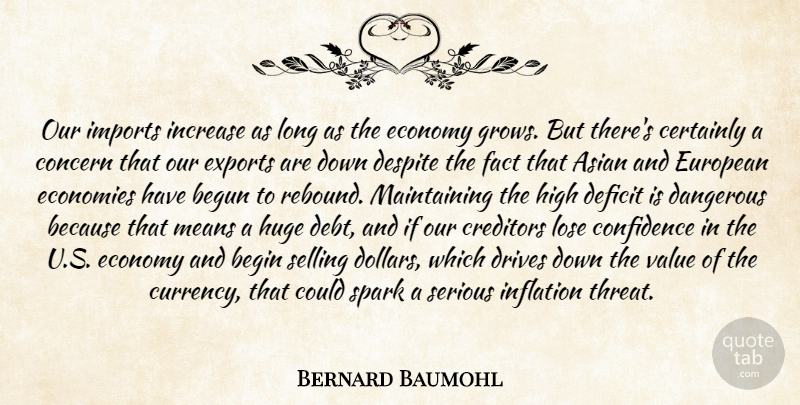 Bernard Baumohl Quote About Asian, Begin, Begun, Certainly, Concern: Our Imports Increase As Long...