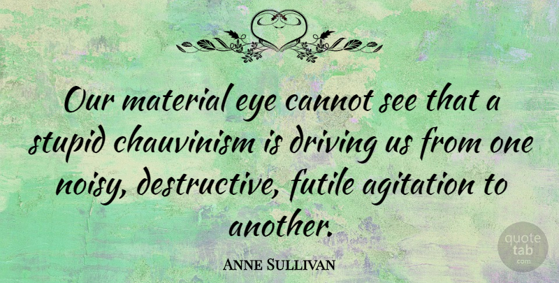 Anne Sullivan Quote About Stupid, Eye, Agitation: Our Material Eye Cannot See...