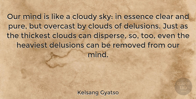 Kelsang Gyatso Quote About Cloudy, Delusions, Essence, Heaviest, Mind: Our Mind Is Like A...