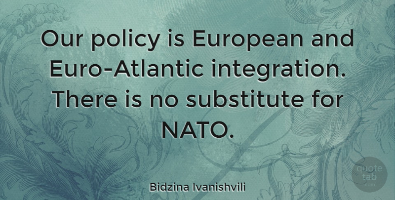 Bidzina Ivanishvili Quote About Substitutes, Integration, Policy: Our Policy Is European And...
