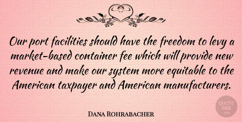 Dana Rohrabacher Quote About Should Have, Taxpayers, Port: Our Port Facilities Should Have...