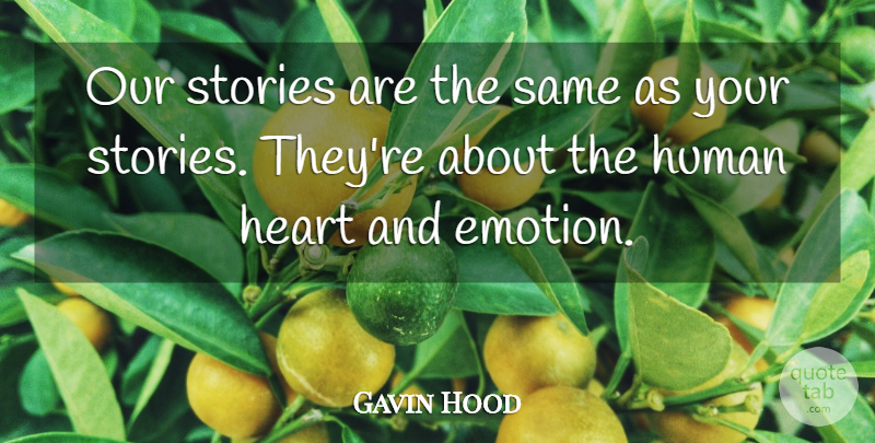 Gavin Hood Quote About Emotions, Heart, Human, Stories: Our Stories Are The Same...