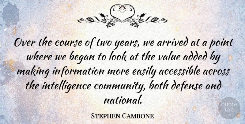 Stephen Cambone Quote About Years, Two, Community: Over The Course Of Two...