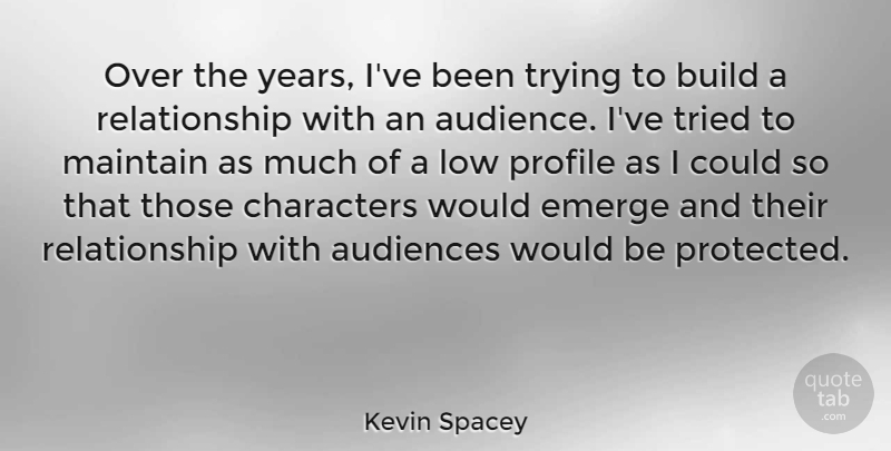 Kevin Spacey Quote About Relationship, Character, Years: Over The Years Ive Been...