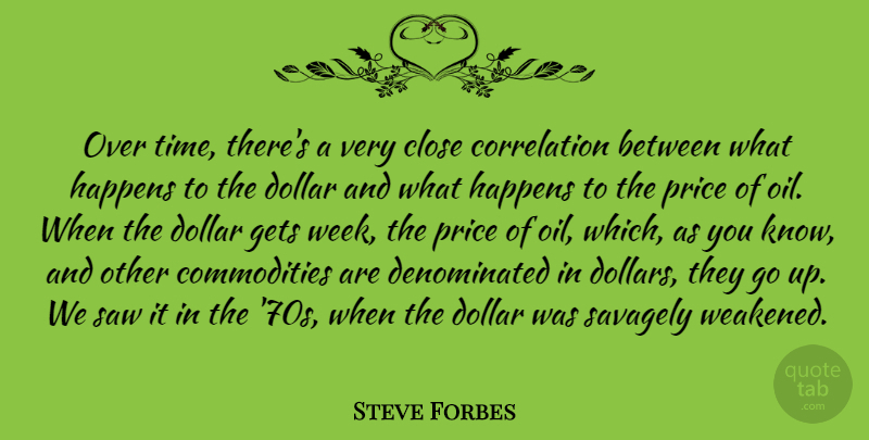 Steve Forbes Quote About Oil, Dollars, Saws: Over Time Theres A Very...