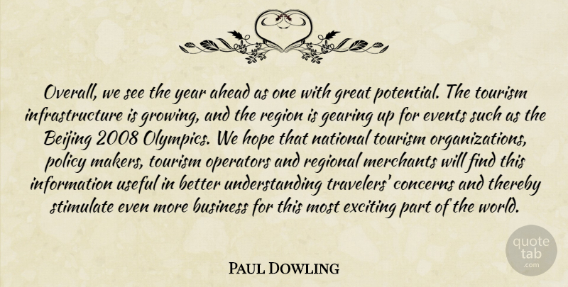 Paul Dowling Quote About Ahead, Beijing, Business, Concerns, Events: Overall We See The Year...
