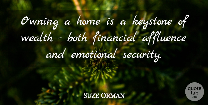 Suze Orman Quote About Success, Business, Home: Owning A Home Is A...