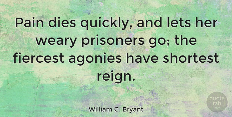 William C. Bryant Quote About Pain, Agony, Reign: Pain Dies Quickly And Lets...
