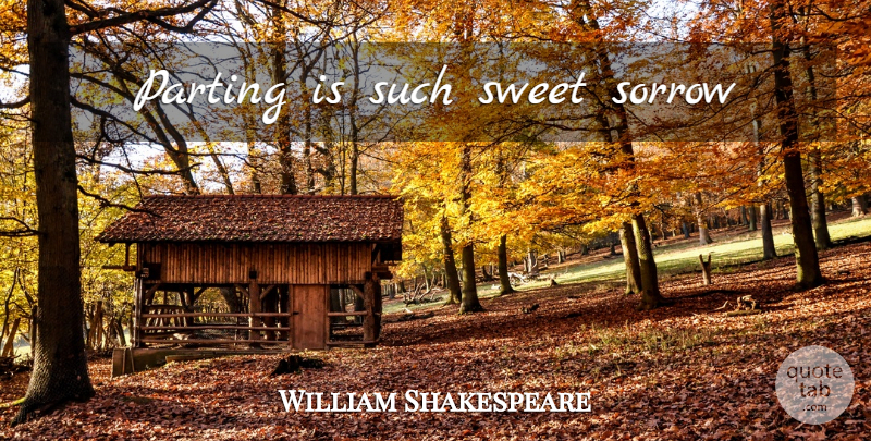 William Shakespeare Quote About Sad Love, Sweet, Sorrow: Parting Is Such Sweet Sorrow...