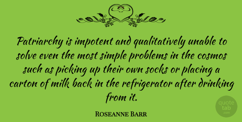 Roseanne Barr Quote About Drinking, Simple, Cosmos: Patriarchy Is Impotent And Qualitatively...
