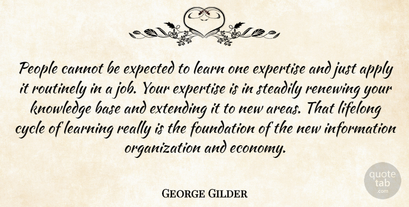 George Gilder Quote About Jobs, Organization, People: People Cannot Be Expected To...