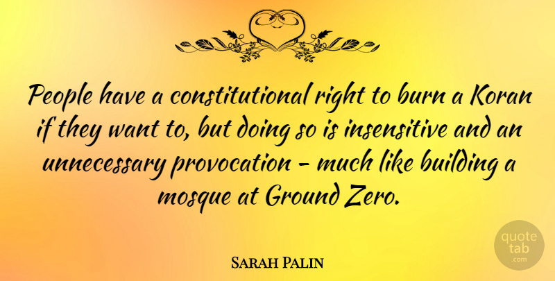 Sarah Palin Quote About Zero, People, Religion: People Have A Constitutional Right...