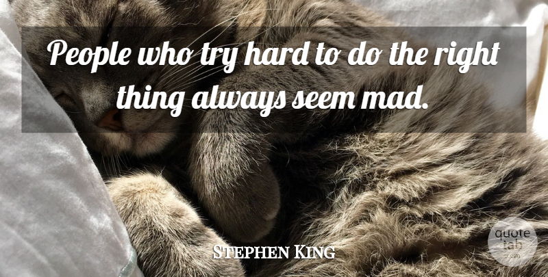 Stephen King Quote About Mad, People, Trying: People Who Try Hard To...