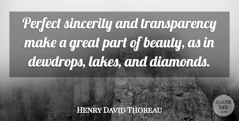 Henry David Thoreau Quote About Lakes, Perfect, Sincerity: Perfect Sincerity And Transparency Make...