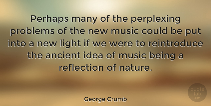 George Crumb Quote About Reflection, Light, Ideas: Perhaps Many Of The Perplexing...