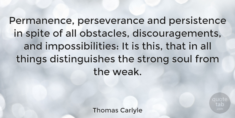 Thomas Carlyle Quote About Perseverance, Soul, Spite, Strength: Permanence Perseverance And Persistence In...
