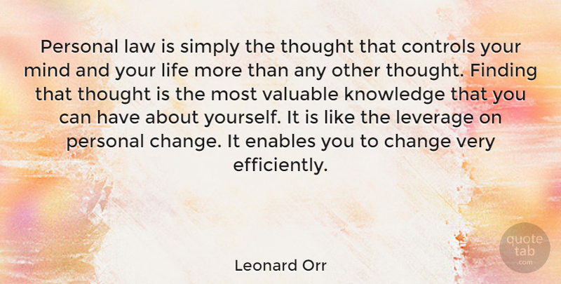 Leonard Orr Quote About Law, Mind, About Yourself: Personal Law Is Simply The...