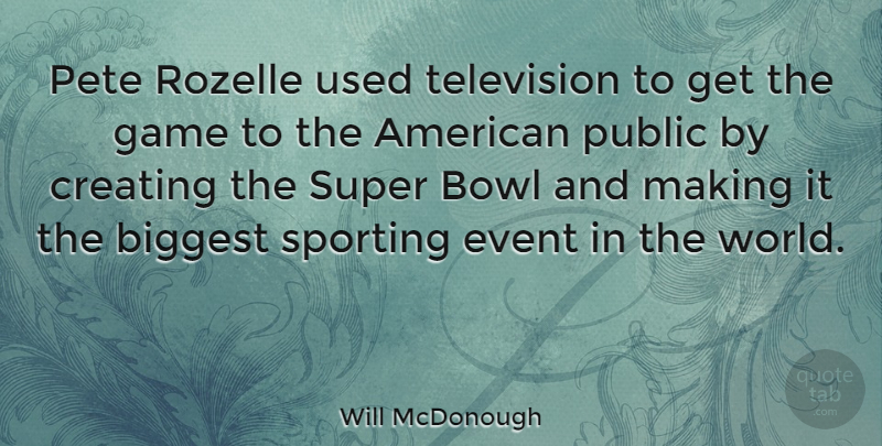 Will McDonough Quote About Games, Creating, Television: Pete Rozelle Used Television To...