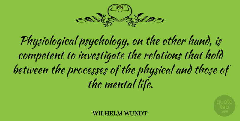 Wilhelm Wundt Quote About Hands, Psychology, Process: Physiological Psychology On The Other...