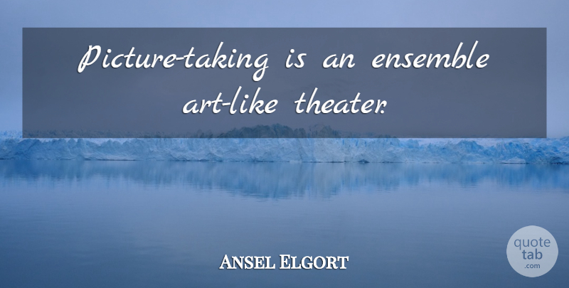 Ansel Elgort Quote About Art, Picture Taking, Ensemble: Picture Taking Is An Ensemble...