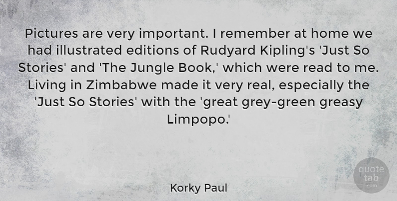 Korky Paul Quote About Great, Home, Jungle, Living, Pictures: Pictures Are Very Important I...