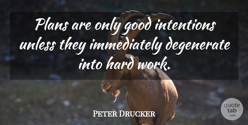 Peter Drucker Quote About Work, Future, Entrepreneur: Plans Are Only Good Intentions...