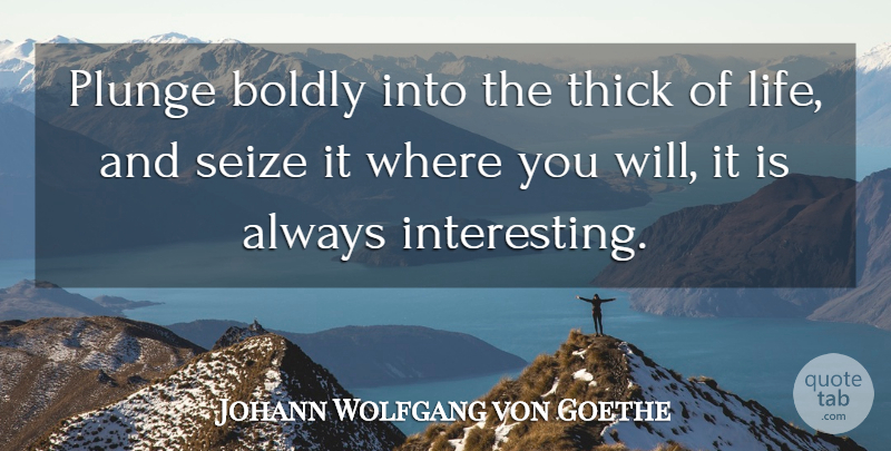 Johann Wolfgang von Goethe Quote About Inspirational, Life, Adventure: Plunge Boldly Into The Thick...