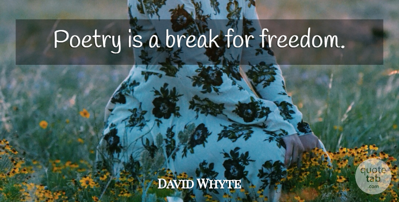 David Whyte Quote About Break, Poetry Is: Poetry Is A Break For...