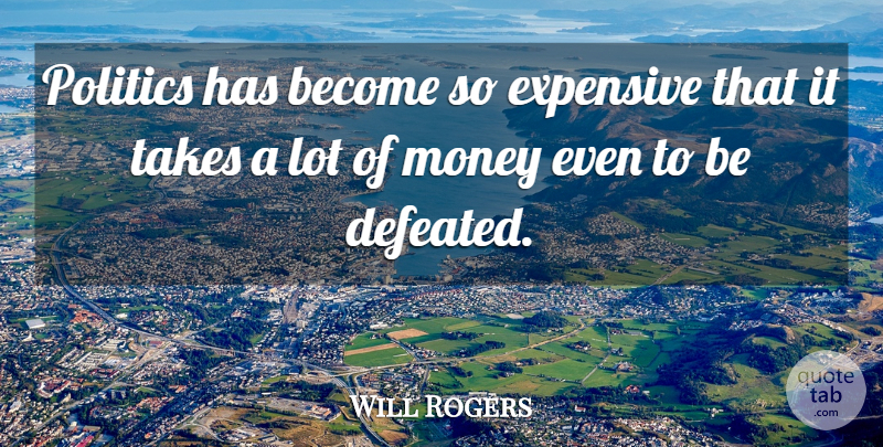 Will Rogers Quote About Witty, Sunset, Political Will: Politics Has Become So Expensive...