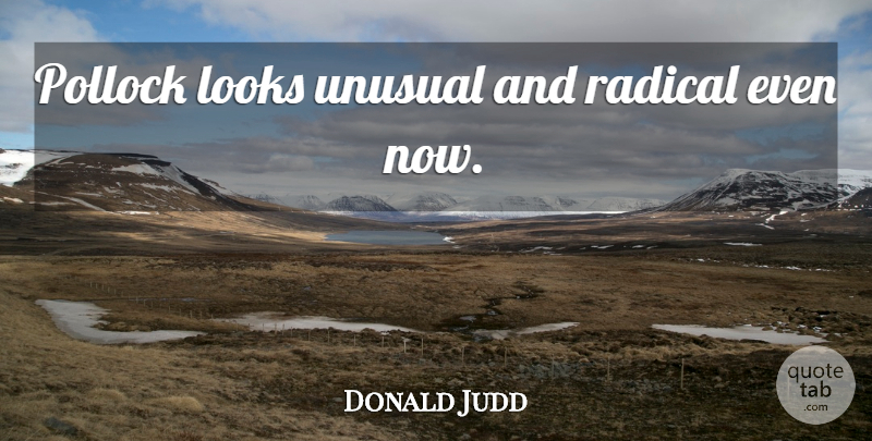 Donald Judd Quote About Looks, Unusual, Radical: Pollock Looks Unusual And Radical...