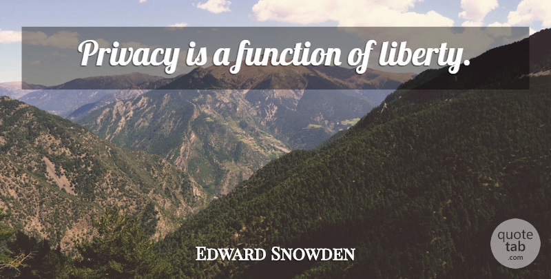 Edward Snowden Quote About Liberty, Privacy, Function: Privacy Is A Function Of...