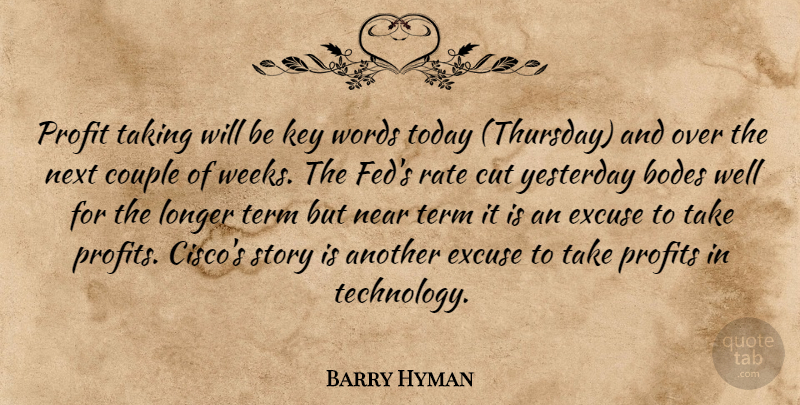 Barry Hyman Quote About Couple, Cut, Excuse, Key, Longer: Profit Taking Will Be Key...