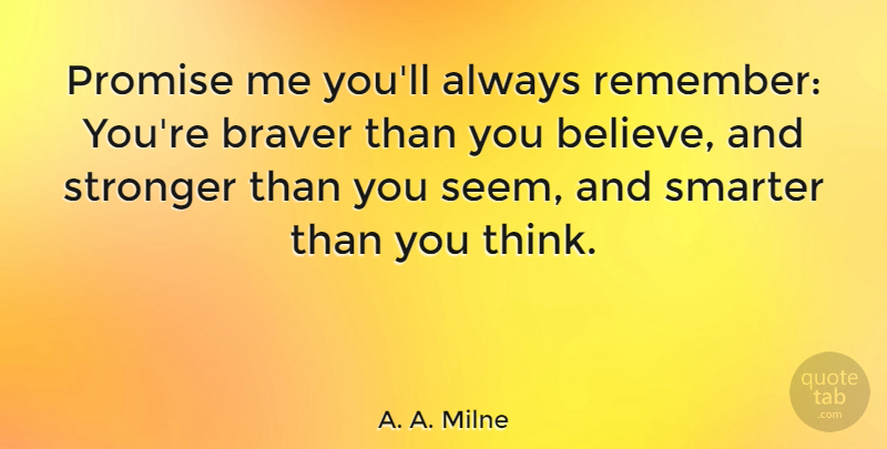A. A. Milne Quote About Inspirational, Friends, Being Strong: Promise Me Youll Always Remember...