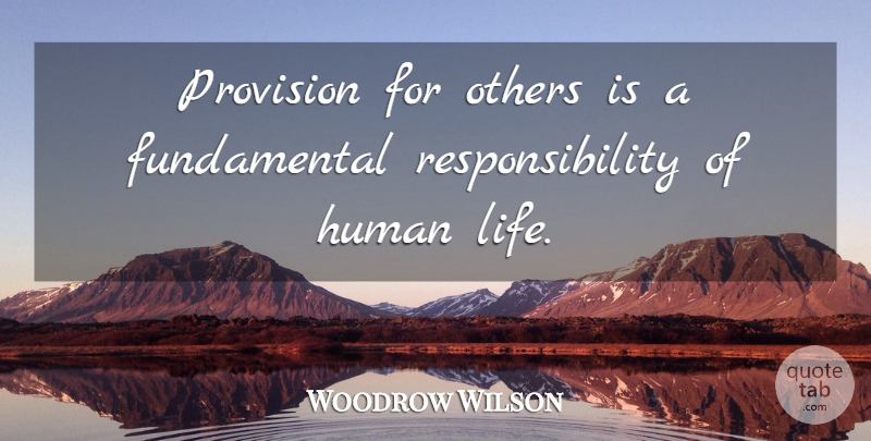 Woodrow Wilson Quote About Ignorance, Responsibility, Fundamentals: Provision For Others Is A...