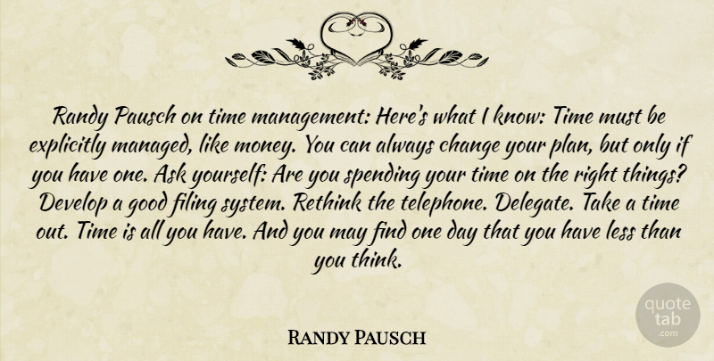 Randy Pausch Quote About Thinking, One Day, May: Randy Pausch On Time Management...