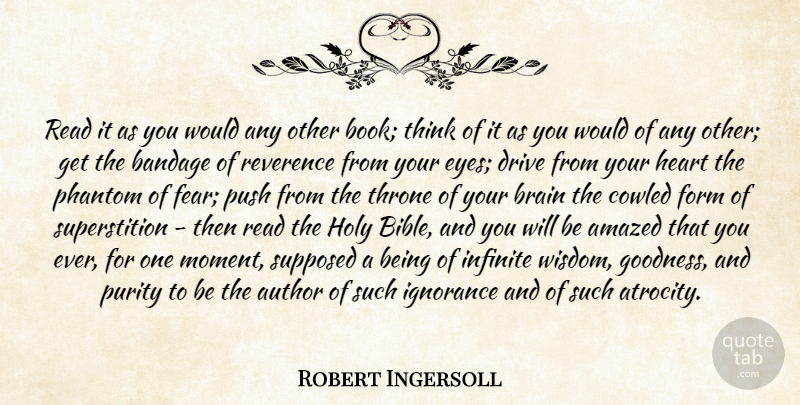 Robert Ingersoll Quote About Amazed, Author, Bandage, Brain, Drive: Read It As You Would...
