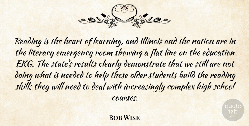 Bob Wise Quote About Build, Clearly, Complex, Deal, Education: Reading Is The Heart Of...